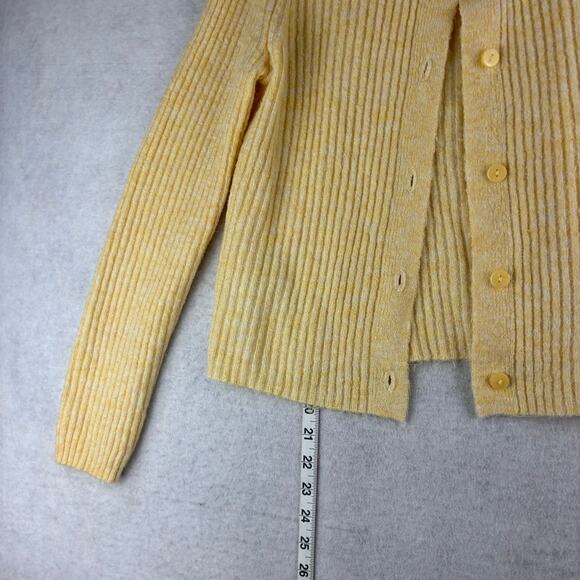 MNG Mango Yellow Button Up Cardigan Sweater Women XS 32" Bust Granny Alpaca Wool - Picture 2 of 9